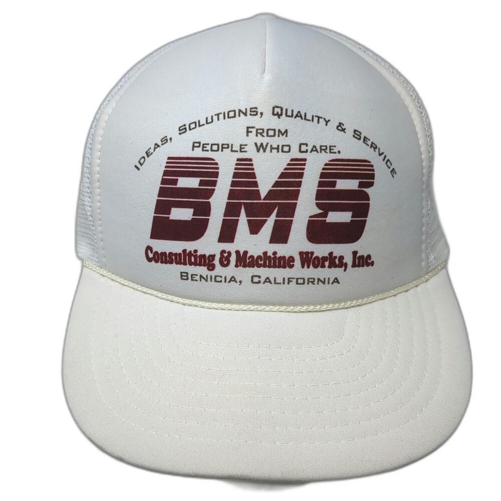 Nissin BMS Consulting Machine Works White One Size Trucker Hat Snapback Mesh